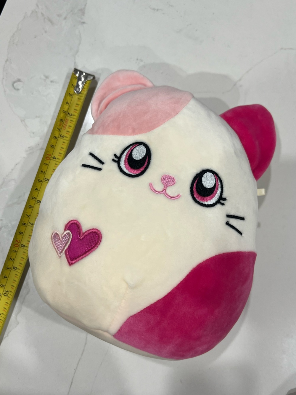 Squishmallows Cream Plush with Hot Pink Accent